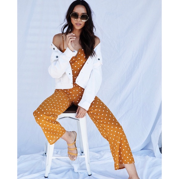 Mustard Polka Dot Jumpsuit - Picture 7 of 8